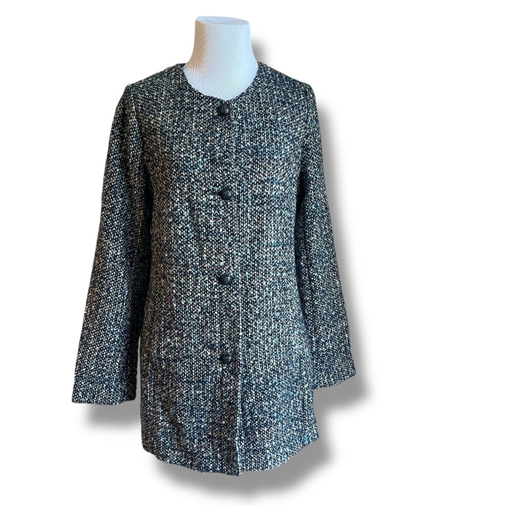 GAP Wool-like Tweed Coat Shades of Blue/Beige/Cream